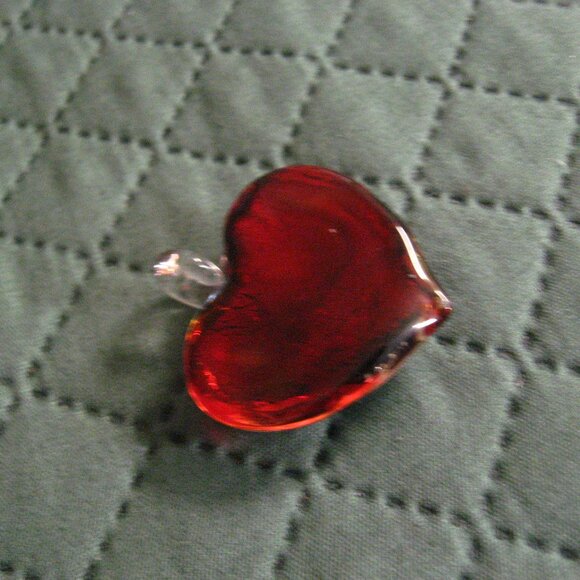 Glass Hand Made Vintage 1980's Beautiful Heart Pendant - Picture 3 of 7